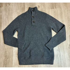 Levis Sweater Mens Large Gray Henley Knit Long Sleeve Solid Wool Blend